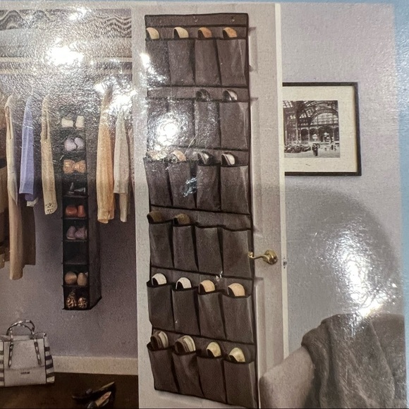 New-over the Door Shoe Organizer, 24 Large Pocket &3 Strong Metal Hooks - Picture 6 of 8